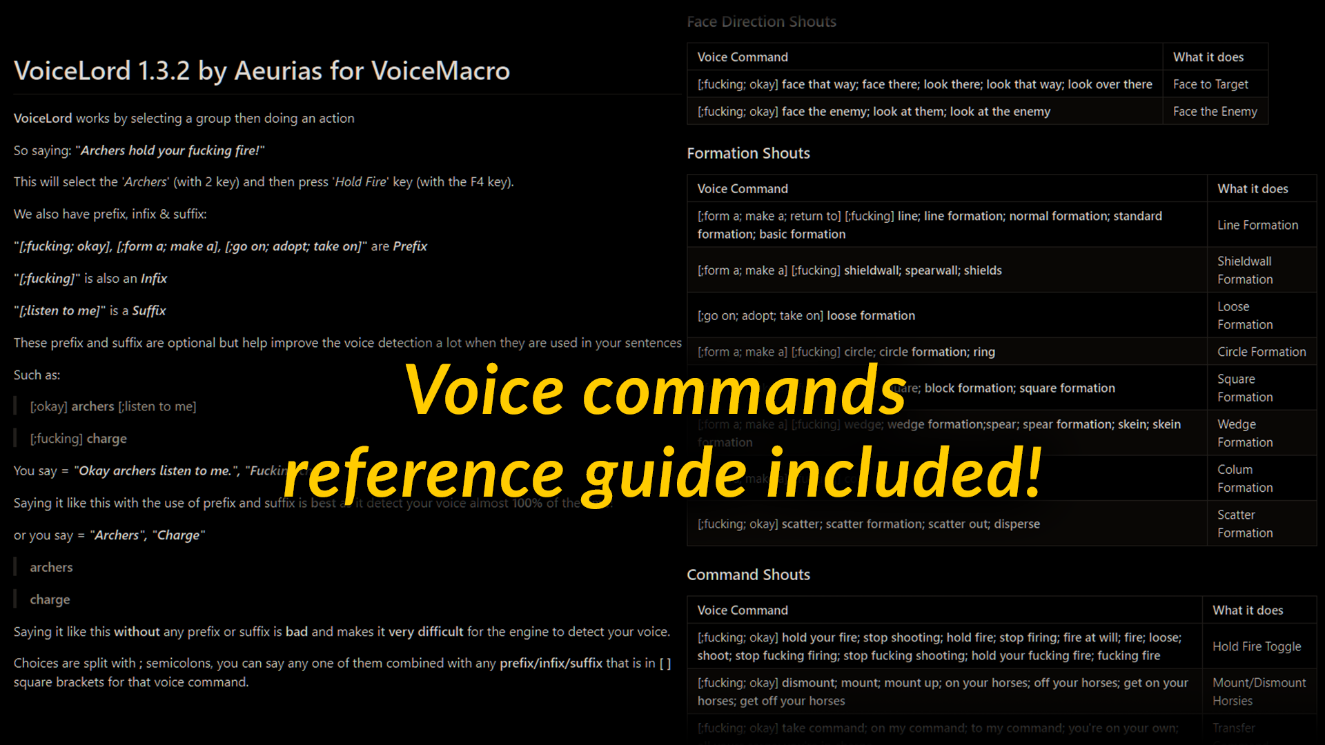 mount and blade voice commands